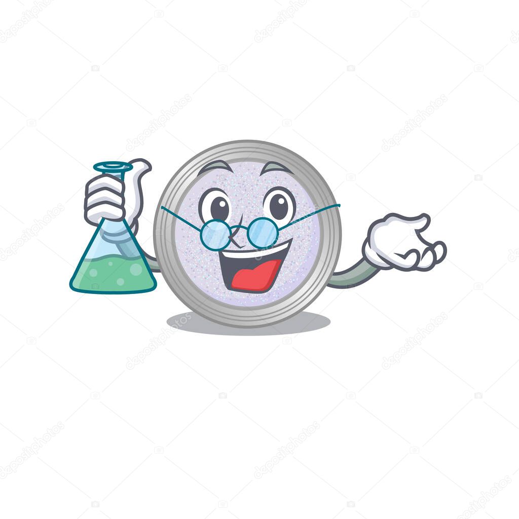 caricature character of glitter eyeshadow smart Professor working on a lab. Vector illustration