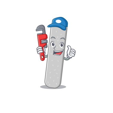 karikatür maskot tasarımı Emery panolarının araçlı bir tesisatçı olarak tasarlanması