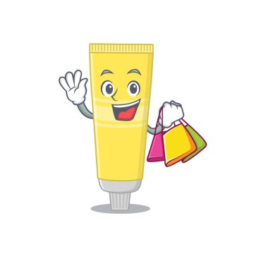 Saç boyası, alışveriş torbalarıyla zengin çizgi film karakteri kavramı.