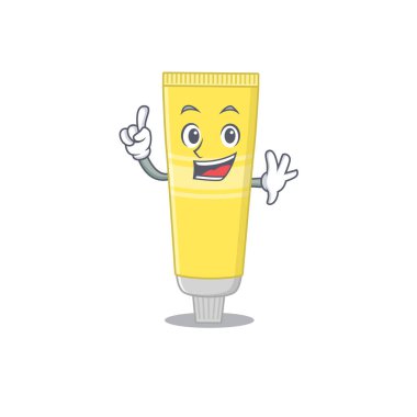 Saç boyası karikatür tasarımı. Tek parmak pozuyla.