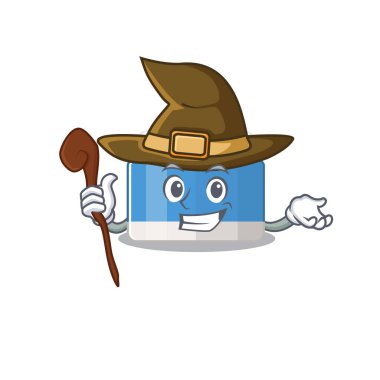 Nemlendirici krem komik ama sinsi cadı çizgi film karakteri tasarımı. Vektör illüstrasyonu