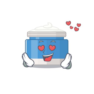 Romantik nemlendirici krem çizgi film karakteri aşık olmuş. Vektör illüstrasyonu