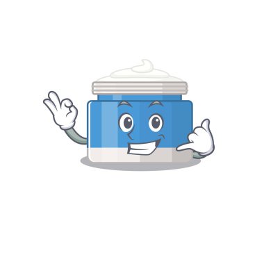 Nemlendirici kremin karikatür tasarımı bana komik jest diyor. Vektör illüstrasyonu