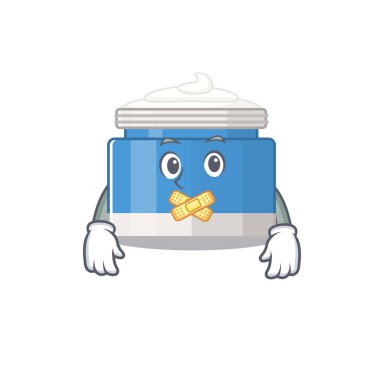 Nemlendirici krem çizgi film karakteri tarzında garip, sessiz bir yüzü var. Vektör illüstrasyonu