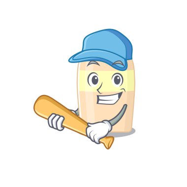 Beyzbol oynayan çekici tonikçi karikatürü. Vektör illüstrasyonu