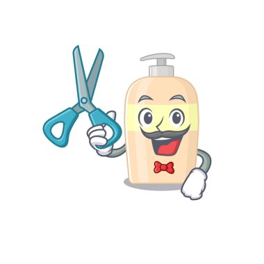 Yetenekli berber olarak Toner çizgi film karakteri tasarımı. Vektör illüstrasyonu