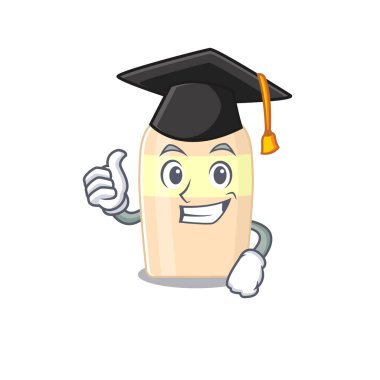 Mezuniyet töreninde şapka takan toner karikatür tasarımından gurur duyuyorum. Vektör illüstrasyonu