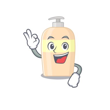 Toner maskot tasarımı tamam işaret parmağı gösteriyor. Vektör illüstrasyonu