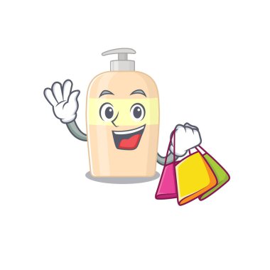 Alışveriş torbaları olan zengin toner çizgi film karakteri. Vektör illüstrasyonu