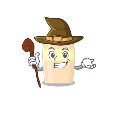 Komik ama sinsi bir cadı çizgi film karakteri tasarımı. Vektör illüstrasyonu