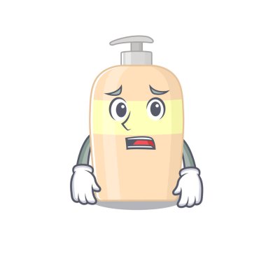 Çizgi film tasarım toneri endişeli bir yüze sahip. Vektör illüstrasyonu