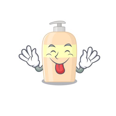 Dili dışarı çıkmış komik toner çizgi film tasarımı. Vektör illüstrasyonu