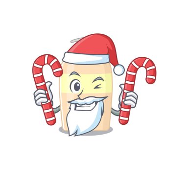 Noel karikatür karakteri ve Noel şekeri giymiş arkadaş canlısı toner. Vektör illüstrasyonu