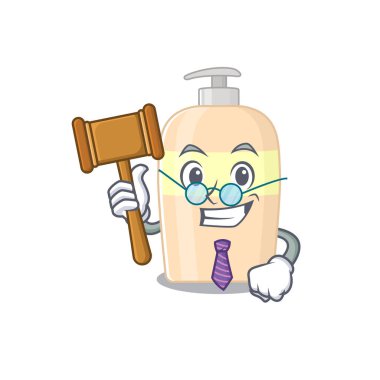 Toner maskot tasarımının bilge bir yargıcı gözlük takıyor. Vektör illüstrasyonu