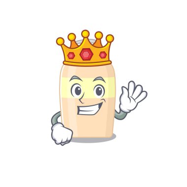 Toner maskot tasarımının bilge kralı. Altın taçlı. Vektör illüstrasyonu