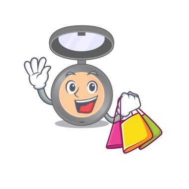 Alışveriş torbalarıyla zengin çizgi film karakteri kavramını vurgula. Vektör illüstrasyonu