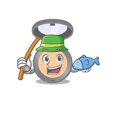 Çizgi film tasarım tarzı fosforlu kalem balığa gider. Vektör illüstrasyonu