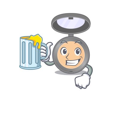 Çizgi film konsepti, bir bardak birayla vurgulu tost. Vektör illüstrasyonu