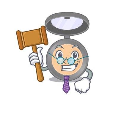 Gözlük takan mantıklı bir karikatür yargıcı. Vektör illüstrasyonu