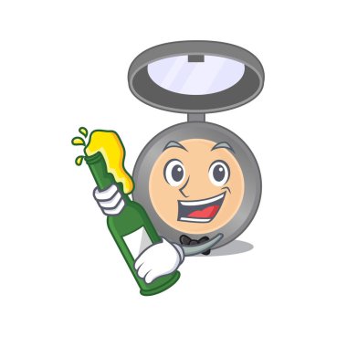 Karikatür tasarımı tarzı, bir şişe şarapla daha iyi gider. Vektör illüstrasyonu