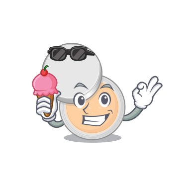 Karikatür tasarımı koni dondurmalı kavanoz tozu makyajı. Vektör illüstrasyonu