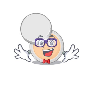 Tuhaf gözlük takan inek pudrası makyajının karikatür çizimi. Vektör illüstrasyonu