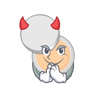 Cadılar Bayramı gecesi şeytan çizgi film karakteri gibi giyinmiş kavanoz tozu makyajı. Vektör illüstrasyonu