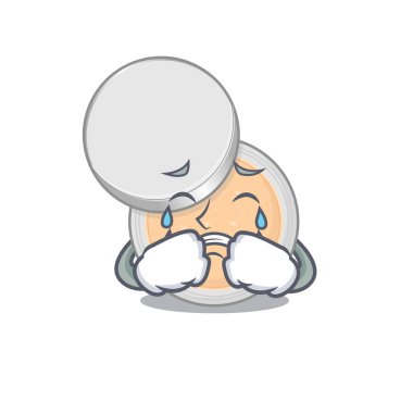 Karikatür tasarımı. Kavanoz tozu makyajı. Üzgün bir surat. Vektör illüstrasyonu