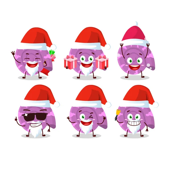 Emoticones Santa Claus Con Personaje Dibujos Animados Almeja Púrpura Ilustración — Vector de stock