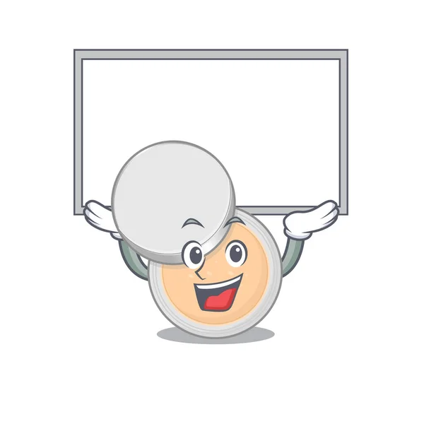 Maskot Charakter Sklenice Prášku Make Zvednout Bílou Desku Vektorová Ilustrace — Stockový vektor