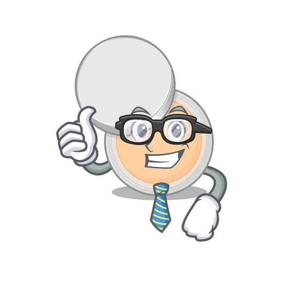 ジャーパウダーメイクの漫画マスコットスタイル眼鏡とネクタイのビジネスマン ベクターイラスト — ストックベクタ