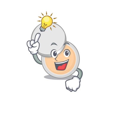 Dahi kavanoz tozu makyaj maskotu karakterinin bir fikri var. Vektör illüstrasyonu