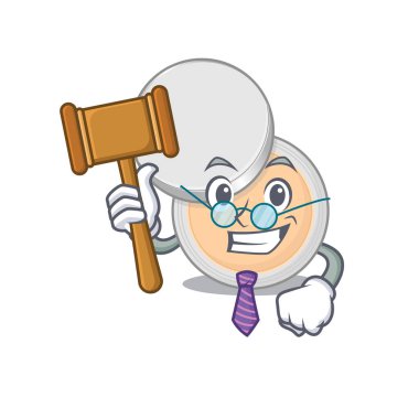 Kavanoz tozu karikatür kavramının gözlük takan mantıklı bir yargıcı. Vektör illüstrasyonu