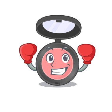 Bir boks şampiyonu olarak pembe allık karakter tasarımı. Vektör illüstrasyonu