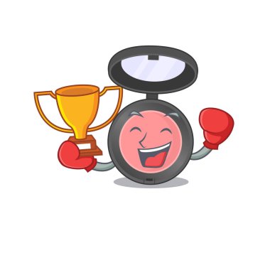 Pembe kızartıcı karikatür tasarım stilinin muhteşem boks şampiyonu. Vektör illüstrasyonu