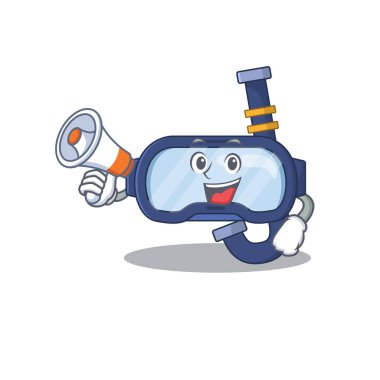 Dalış gözlüğü karton resim stili megafonda duyuru yapıyor