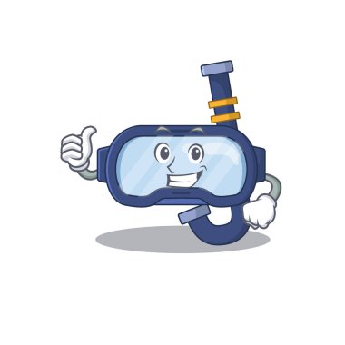 Dalış gözlüğü çizgi film tasarımı tamam parmak pozunu gösteriyor