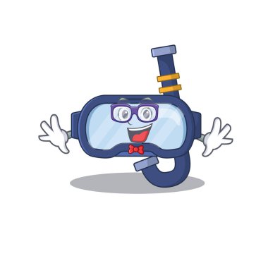 Tuhaf gözlükler takan inek dalış gözlüklerinin karikatür çizimi.