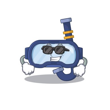 Şık siyah gözlük takan muhteşem dalış gözlüklü çizgi film karakteri