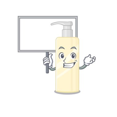 Maskot maskesinin güzel tasarımı bir tahta getiriyor. Vektör illüstrasyonu