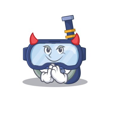 Cadılar Bayramı gecesinde şeytan çizgi film karakteri gibi giyinmiş dalgıç gözlükleri.