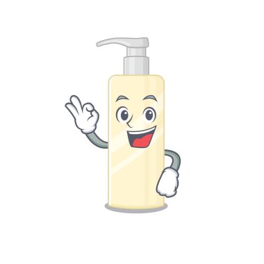 Saç maskesi maskot tasarımı ve OK parmak pozları. Vektör illüstrasyonu