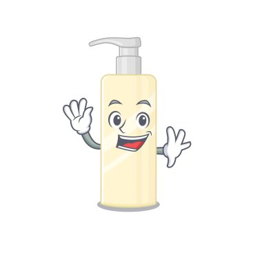 Gülümseyen ve el sallayan karizmatik saç maskotu tasarımı. Vektör illüstrasyonu