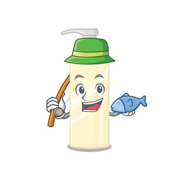 Saç maskesinin karikatür tasarımı balığa gider. Vektör illüstrasyonu