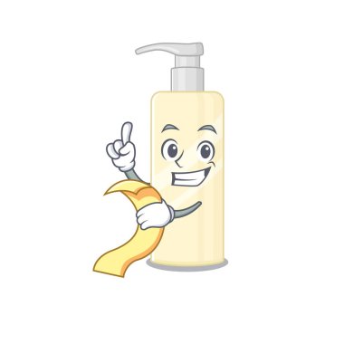 Elinde yemek ve içecek menüsü olan maskot tarzı bir maskot. Vektör illüstrasyonu