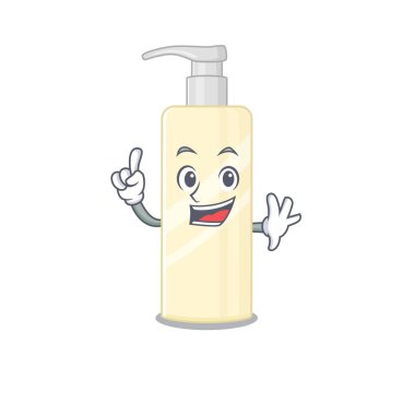 Saç maskesi, karikatür tasarımı, tek parmak pozuyla. Vektör illüstrasyonu