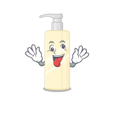 Saç maskesinin maskot tasarımının komik, çılgın bir yüzü var. Vektör illüstrasyonu