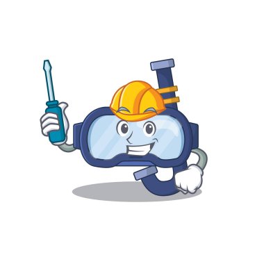 Dalış gözlüklerinin karikatür tasarımı otomotiv olarak işe yaradı. Vektör illüstrasyonu