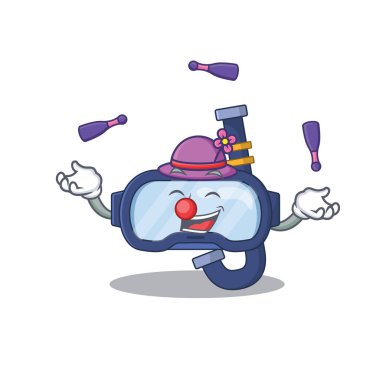 Beyaz bayrak taşıyan cesur bir dalış gözlüğü maskotu tasarımı. Vektör illüstrasyonu