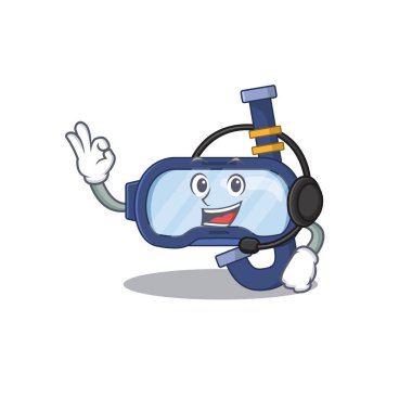 Dalış gözlüğü çizgi film tasarımı jonglörlüğü sever. Vektör illüstrasyonu